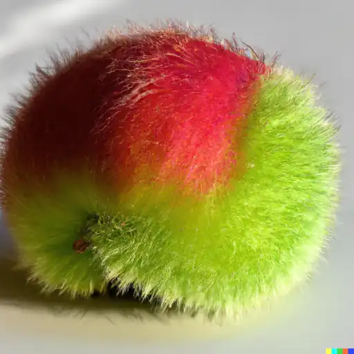DALL·E 2022 10 25 17.12.52   A hairy and furry apple with green and red fur, but as photography gigapixel standard scale 6_00x